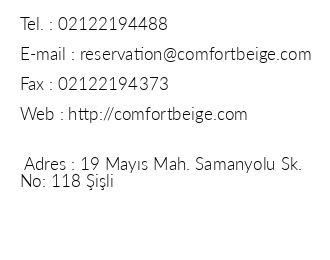 Comfort Beige Hotel iletiim bilgileri
